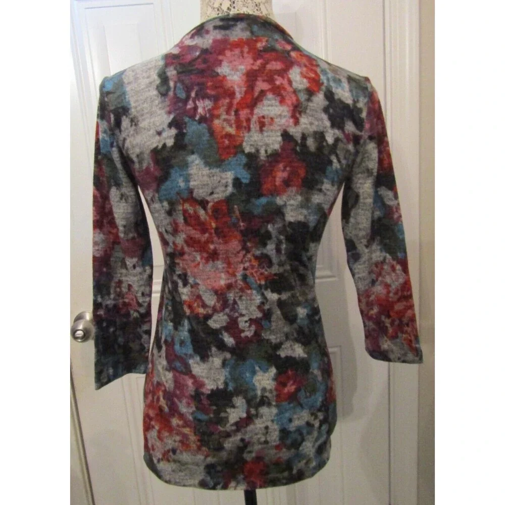 Pure Amici Top Floral Print Knit Pullover Luxury Brand NWT Womens Size XS